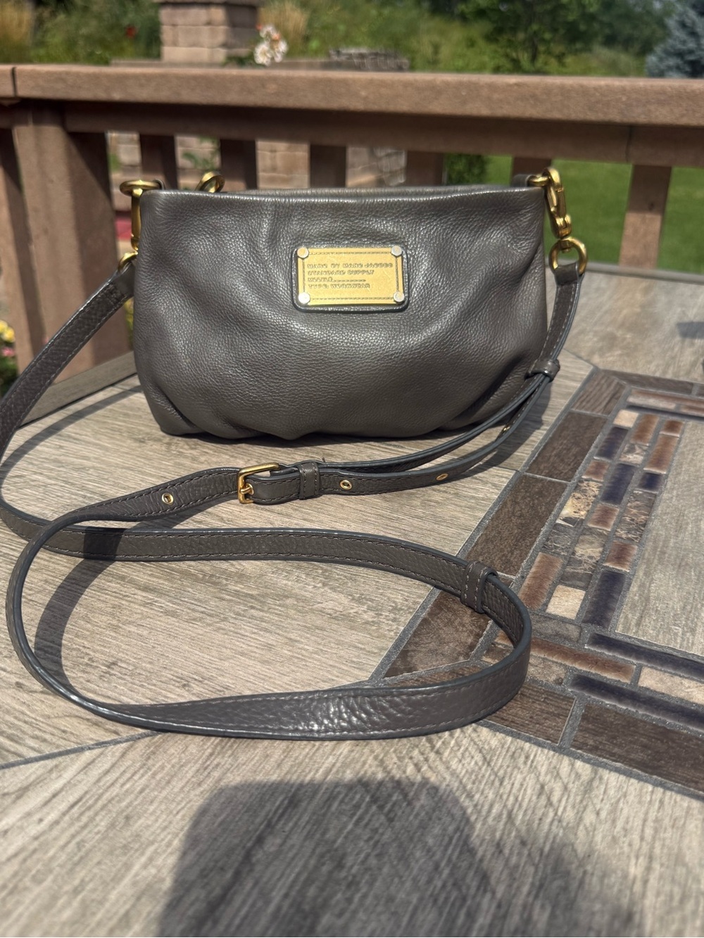 Marc by Marc Jacobs Classic Q Percy Grey Leather Crossbody Bag